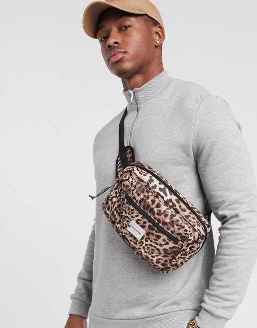 ASOS DESIGN cross body bum bag in leopard print