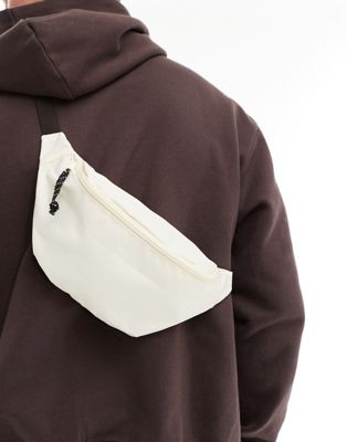 ASOS DESIGN cross body bum bag with cord pullers in ecru