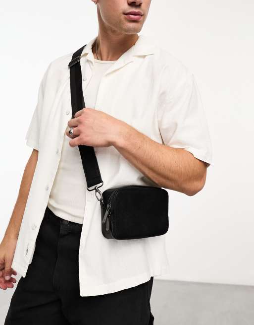 ASOS Design Leather Cross-body Camera Bag in Black