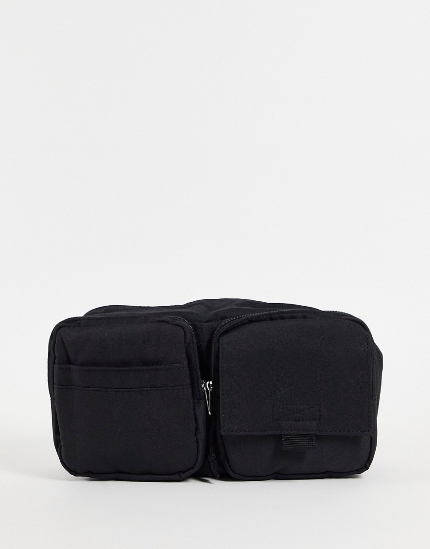 ASOS DESIGN cross body camera bag in black nylon with multi compartments