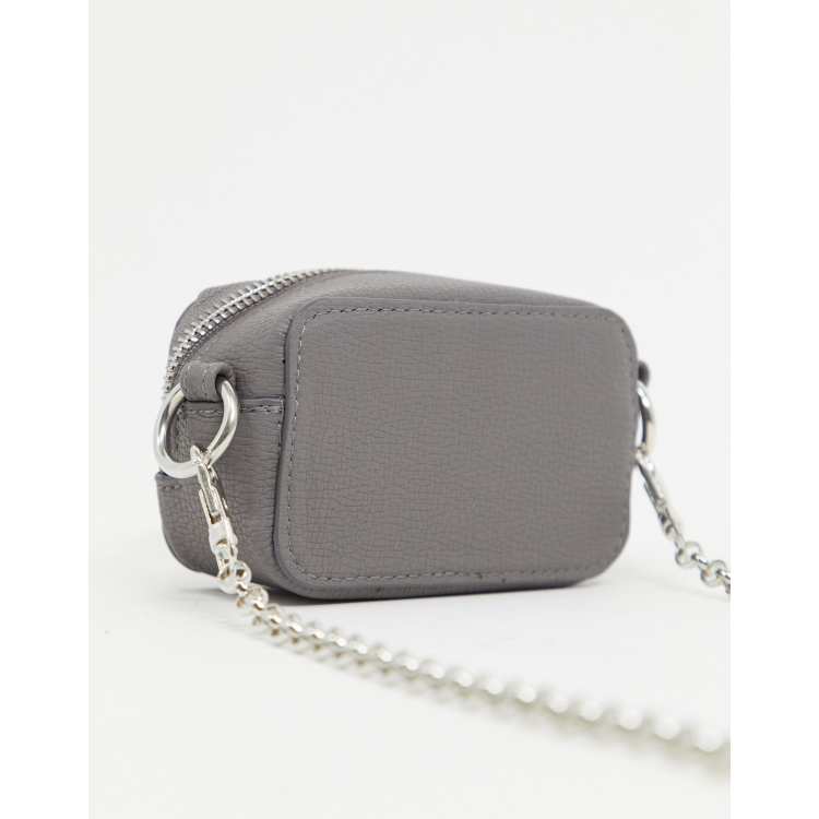 ASOS DESIGN cross body camera bag in grey faux leather