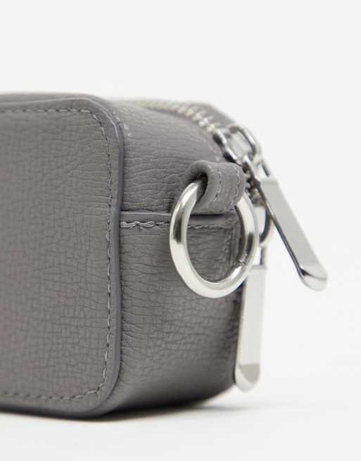 ASOS DESIGN cross body camera bag in grey faux leather