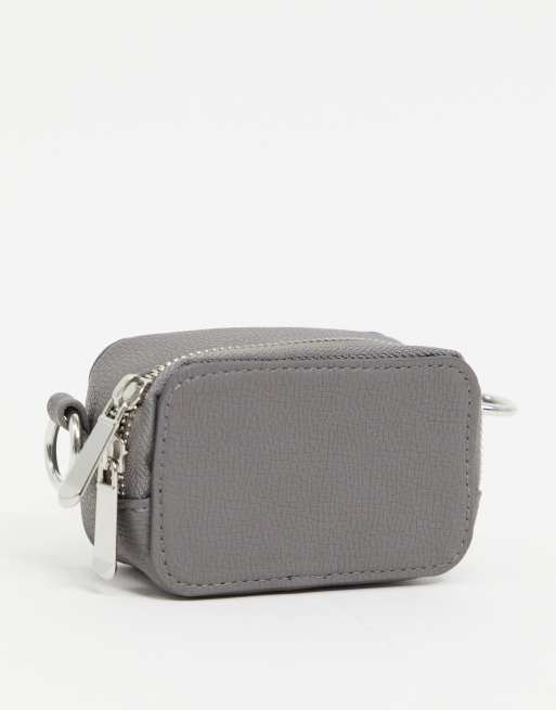 ASOS DESIGN cross body camera bag in grey faux leather