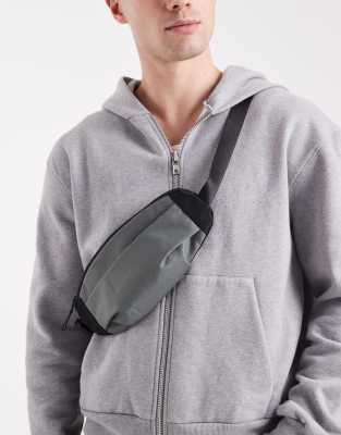 Asos Design Cross Body Fanny Pack In Gray