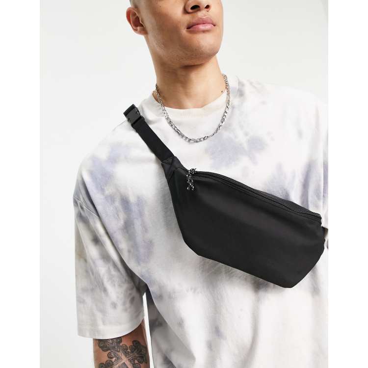 ASOS DESIGN leather bum bag in black