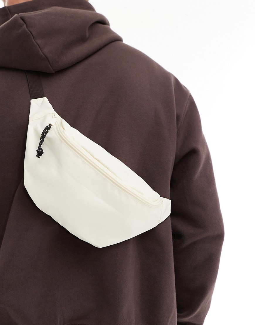 cross body fanny pack with cord zips in ecru-White