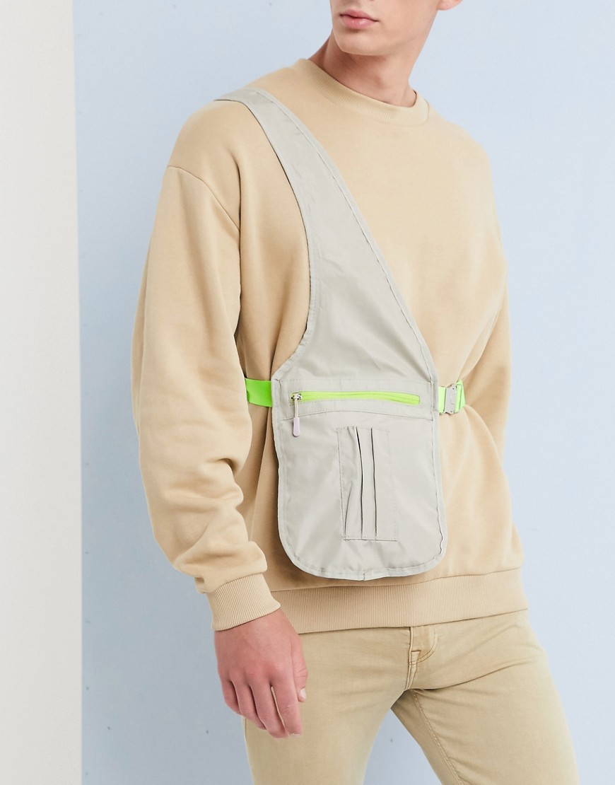 ASOS DESIGN cross body harness bag in beige