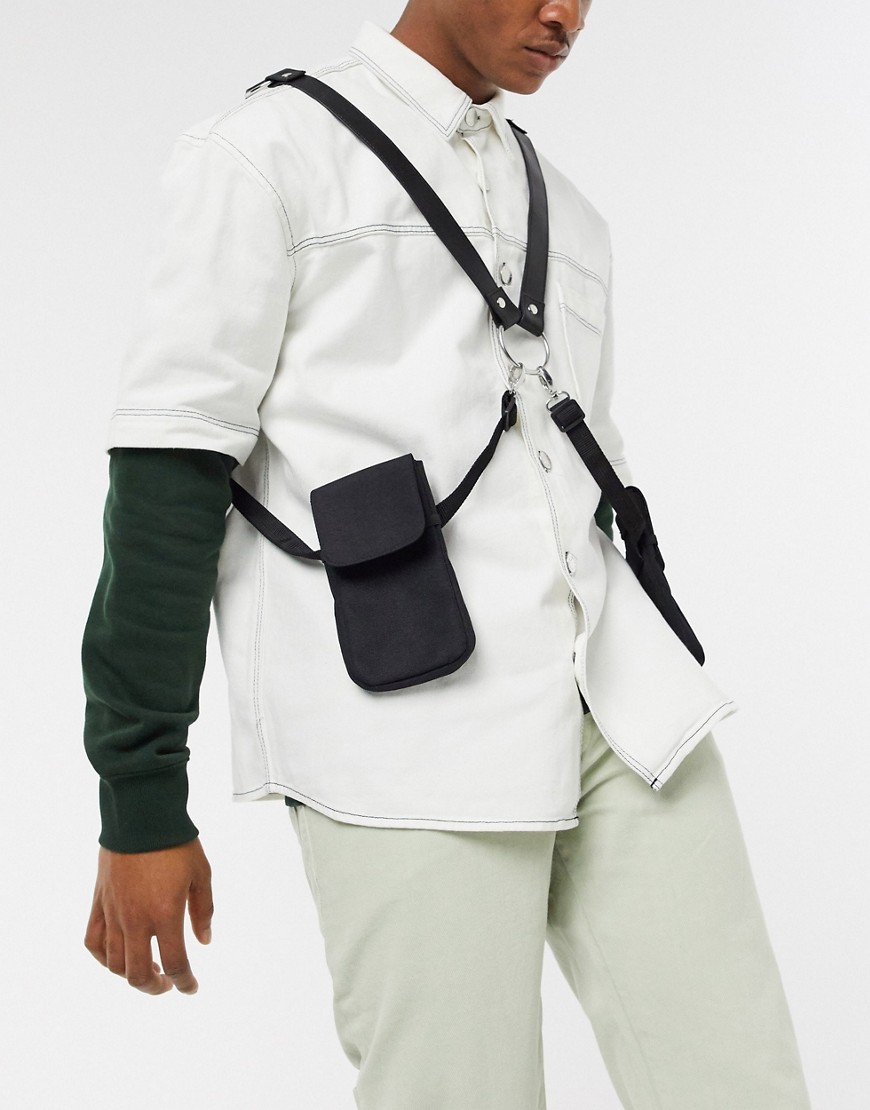ASOS DESIGN cross body harness holster bag in black