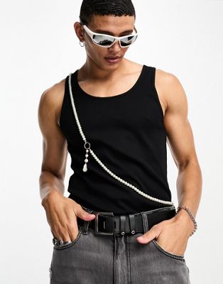 ASOS DESIGN cross body harness in glass faux pearl - ASOS Price Checker