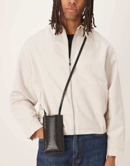 ASOS DESIGN cross-body phone holder in black faux croc, 2 of 4