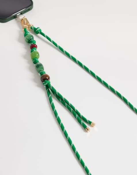 ASOS DESIGN cross body phone strap in green with knot detailing - view 1