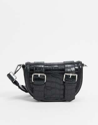 black croc cross body bag