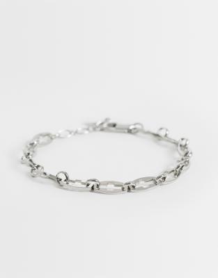 Asos Design Cross Cut Out Chain Bracelet In Metallic