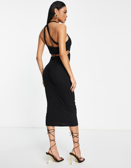 asymmetric ruched midi dress Modal Asymmetric Ruched Maxi Dress in Sage Green - XXL