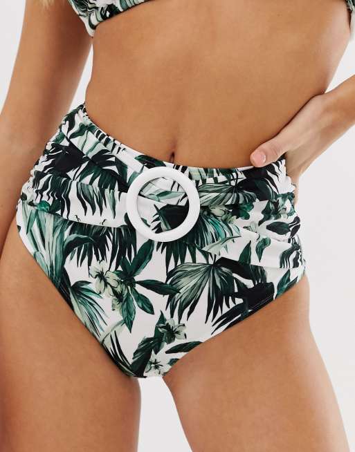 ASOS DESIGN bikini with ring detail in oversized palm print, 2 of 2