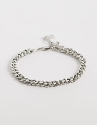 Asos Design Cross Link Curb Chain Bracelet In Metallic