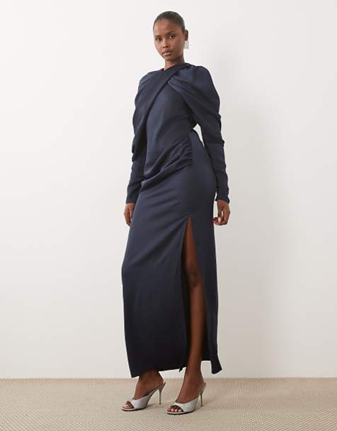 dark blue dress long sleeve Ball Gown Sleeves Off Shoulder Beaded Navy Prom Iron at low heat. Navy Blue Illusion Long Sleeve