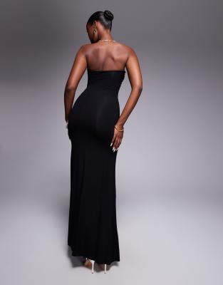 Asos Design Cross Over Bandeau Maxi Dress In Black