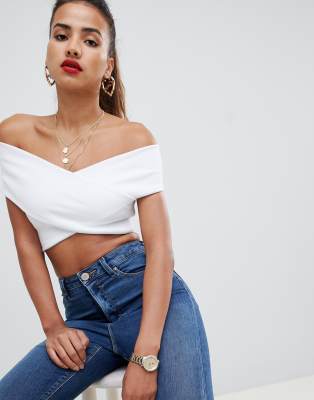 asos white bardot top