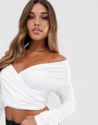 asos white bardot top