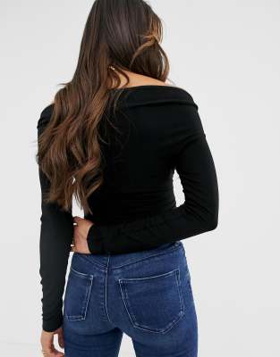 asos black bardot top