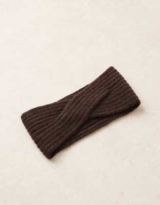 Asos Design Cross Over Knit Headband In Brown