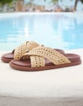 [ASOS DESIGN] ASOS DESIGN cross over sandals in natural weave-Neutral 47 Stone