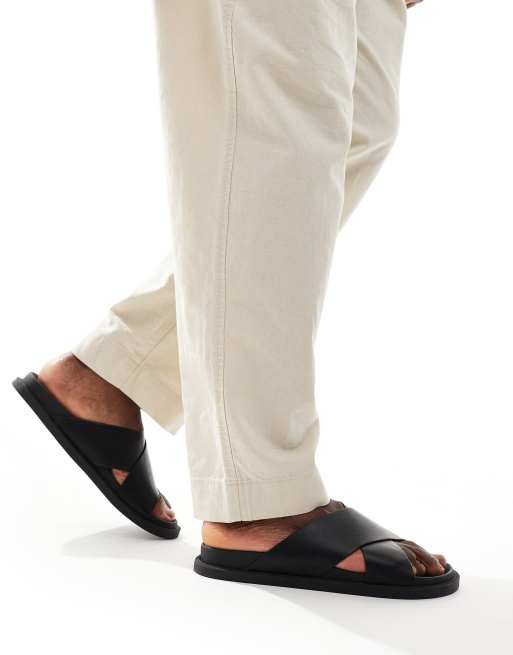 ASOS DESIGN cross over strap sandals in black