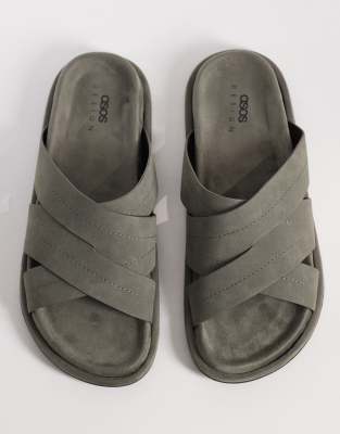  cross over strap sandals in charcoal