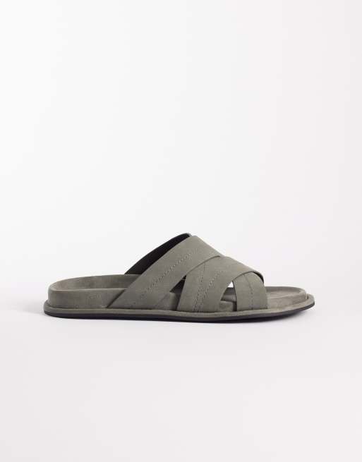 ASOS DESIGN cross over strap sandals in charcoal, 4 of 4