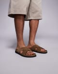 [ASOS DESIGN] ASOS DESIGN cross over strap sandals in stone suede-Neutral 39 Stone
