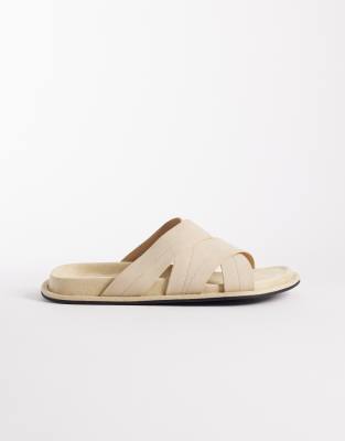  cross over strap sandals in stone