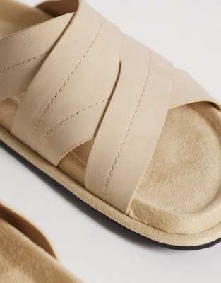 Asos Design Cross Over Strap Sandals In Multi