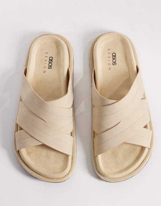 ASOS DESIGN cross over strap sandals in stone, 4 of 4