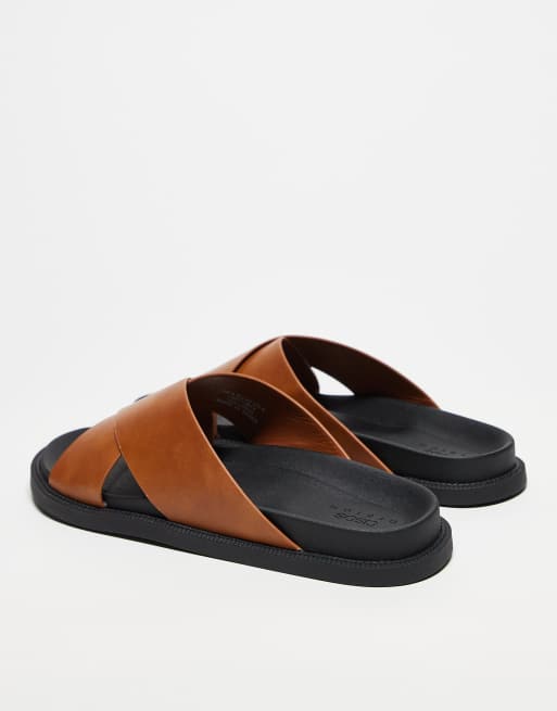 ASOS DESIGN cross over strap sandals in tan