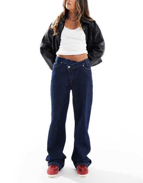 ASOS DESIGN cross over waistband jean in indigo - view 1