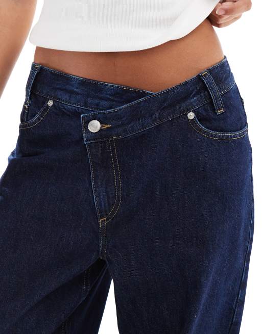 ASOS DESIGN cross over waistband jean in indigo, 5 of 5