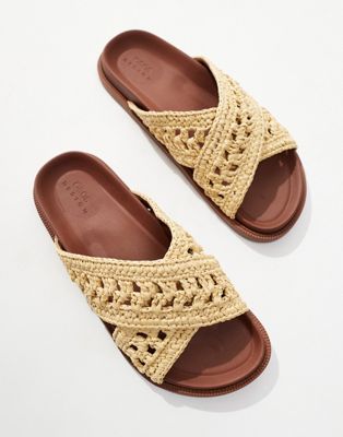 Asos Design Cross-over Woven Sandals-neutral