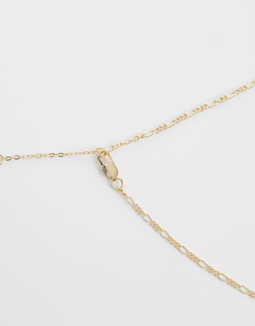 ASOS DESIGN cross pendant necklace with crystal detail in gold, 3 of 4