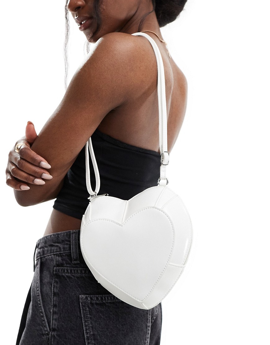 Asos Design Crossbody Bag In Heart Shape In White