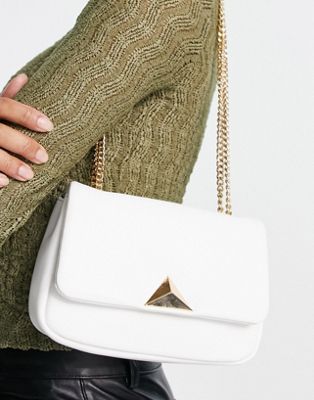 Asos Design Crossbody Bag In White With Chain Detail Strap
