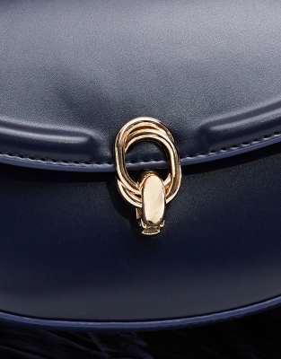 Asos Design Crossbody Bag With Clip Hardware Detail In Blue