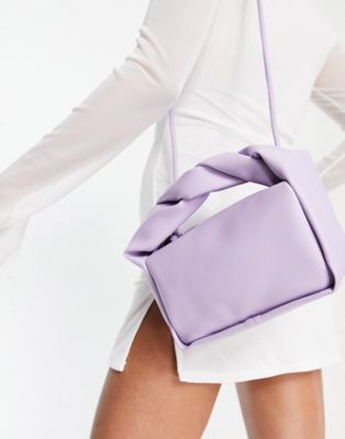 ASOS DESIGN crossbody bag with twisted top handle in lilac