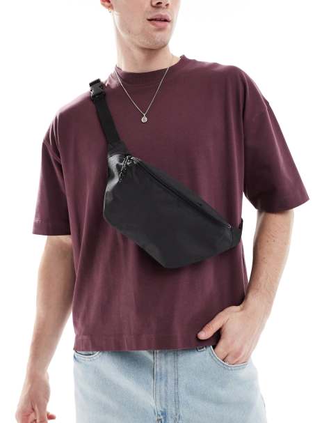 ASOS DESIGN - Crossbody-bæltetaske med kontrastfarvet snor i sort - view 1