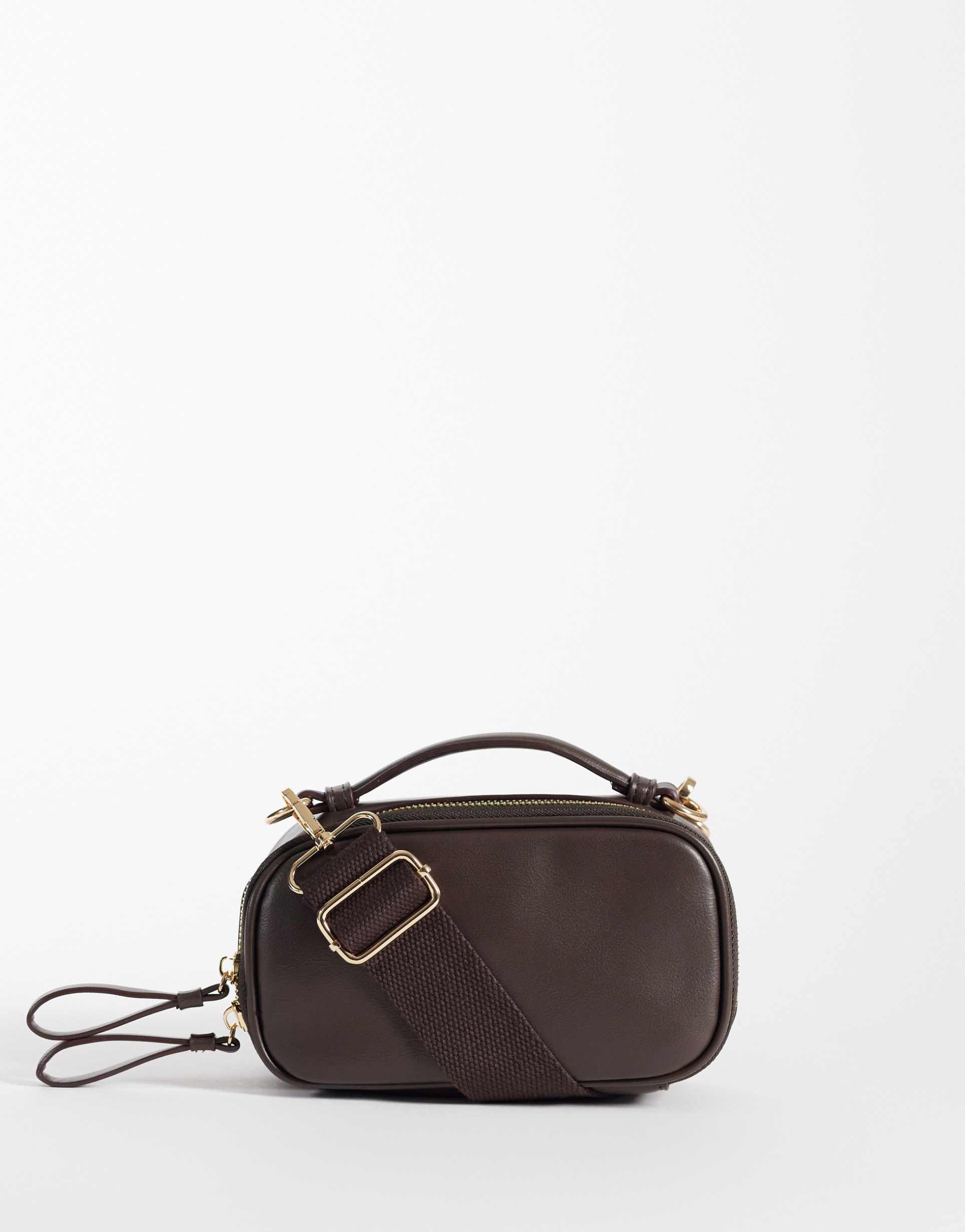 asos design crossbody camera bag in chocolate