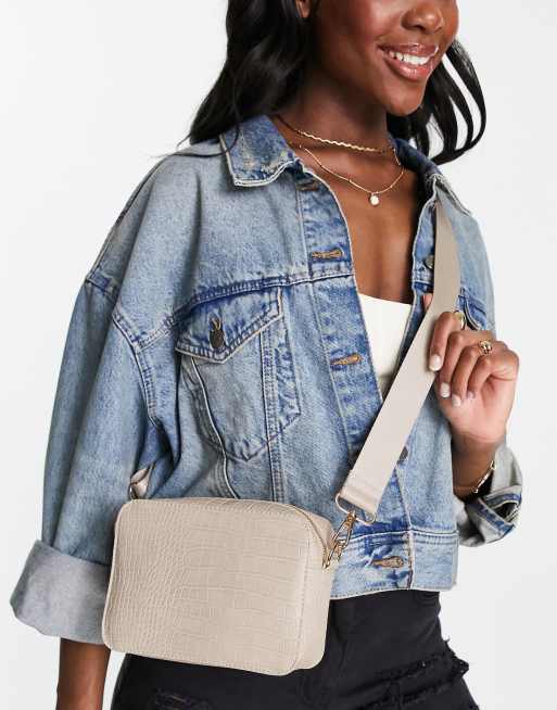 ASOS DESIGN crossbody camera bag in stone