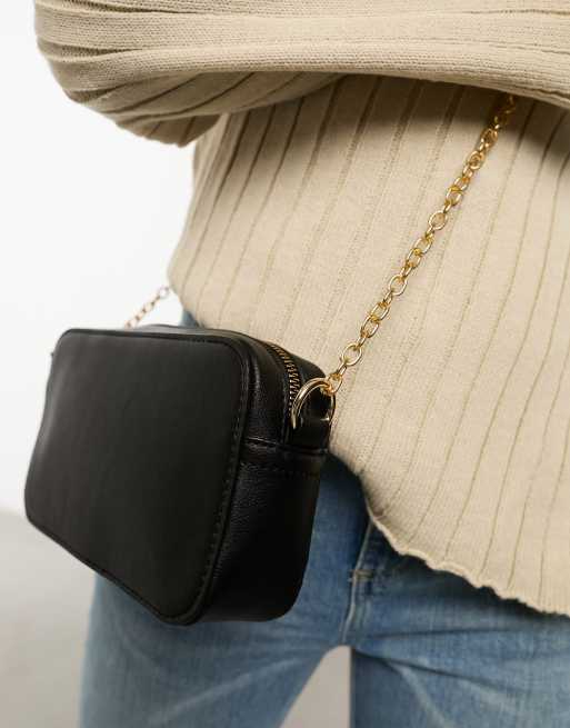ASOS DESIGN - Crossbody cameratas met ketting in zwart, 2 van 4