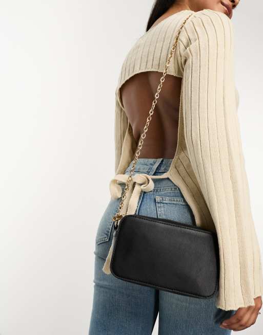 ASOS DESIGN - Crossbody cameratas met ketting in zwart, 3 van 4