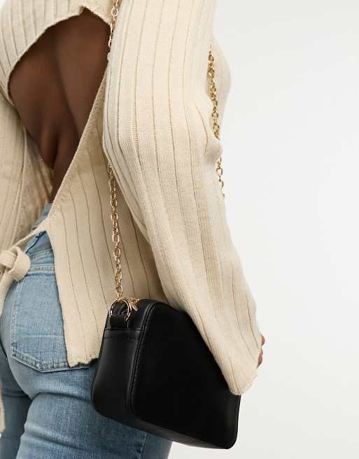 ASOS DESIGN - Crossbody cameratas met ketting in zwart, 4 van 4