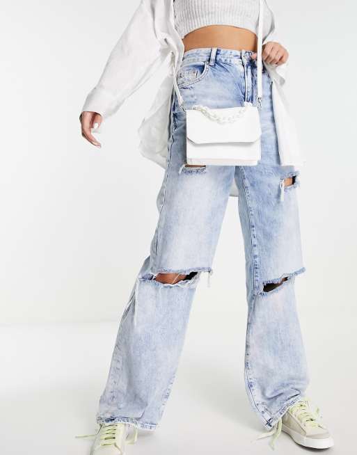 ASOS DESIGN - Crossbody tas met ketting van hars aan de bovenkant in wit, 4 van 4
